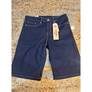 NWT Levi Strauss Bermuda Shorts Dark Wash Mid Rise Slim Fit Womens Size 30